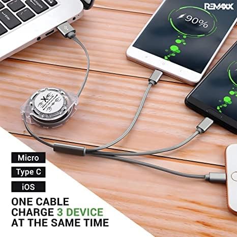 3 in 1 Retractable USB Charging Cable 3.0A Fast Charge Multi USB Cable for Type C Micro USB Android Mobile Phones