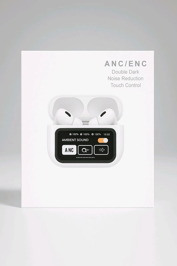 A9 Pro Wireless Earbuds with Touch Screen Case – ANC/ENC Noise Cancellation Bluetooth Earphones