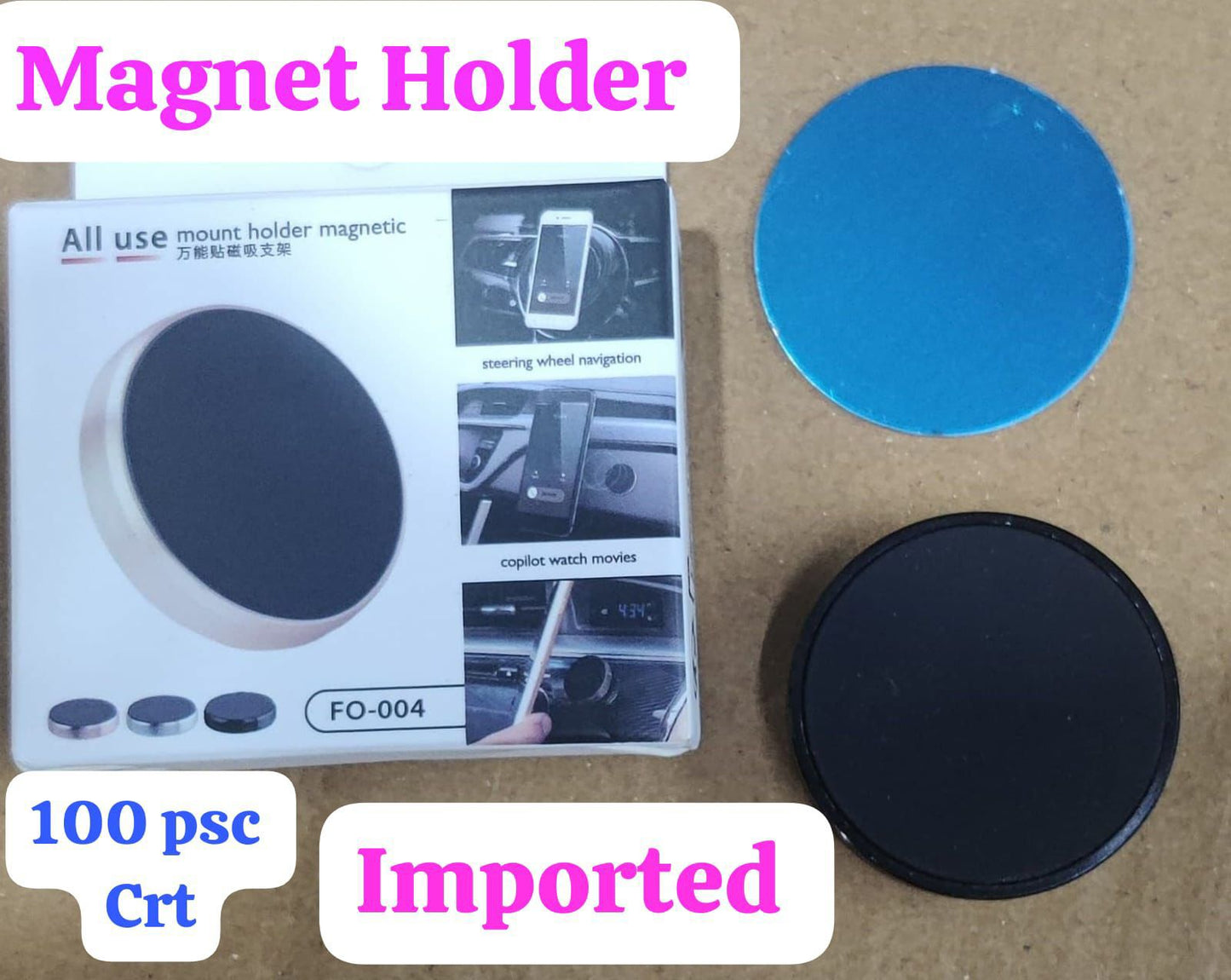 Universal Magnetic Car Phone Holder – Dashboard & Desk Mount with Strong 3M Adhesive