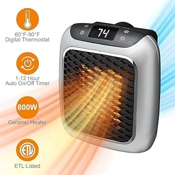 Handy Heater Plug In Portable Space Heater Compact Electric Room Heater with Digital Display for Home and Office