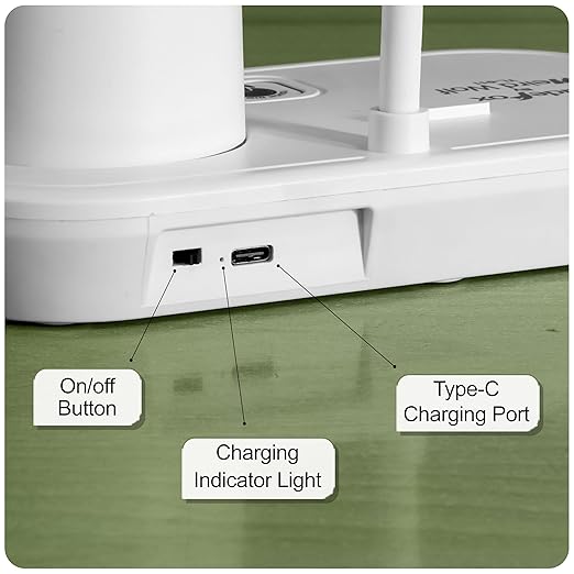 WEIRD WOLF Rechargeable Study Table Lamp – 3 Color Modes, Touch Dimmer, Flexible Gooseneck with Pen & Mobile Holder