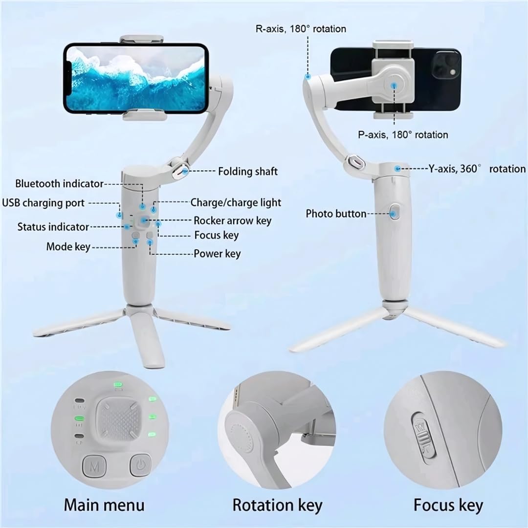 Advanced Smartphone Gimbal Stabilizer with Gyroscope | Shake-Free Video, Zoom