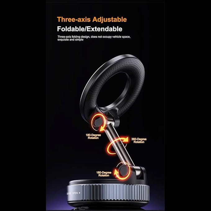 K007 Magnetic Car Phone Holder – 360° Adjustable Dashboard Mount with Strong Suction & One-Hand Operation