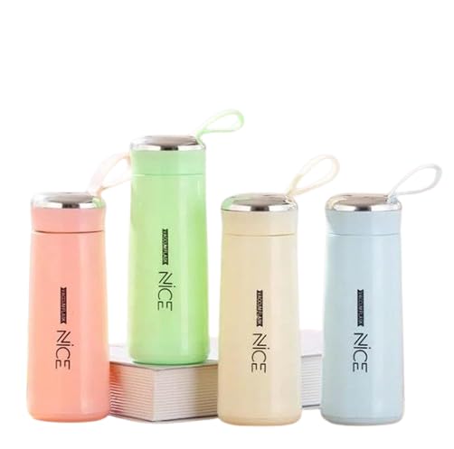 400ml Glass Water Bottle with Protective Plastic Cover Leakproof Reusable Drinking Bottle Multicolor