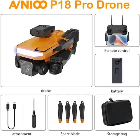 P18 Pro Intelligent Obstacle Avoidance Drone Foldable HD Camera Drone for Beginners and Aerial Photography