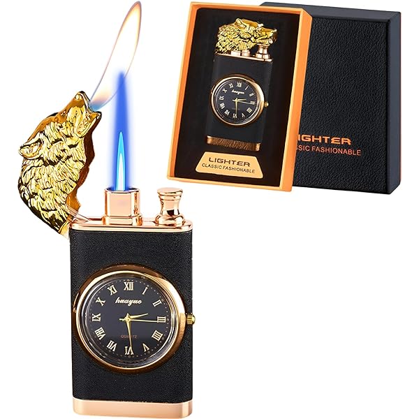 Dragon Design Butane Lighter with Quartz Watch