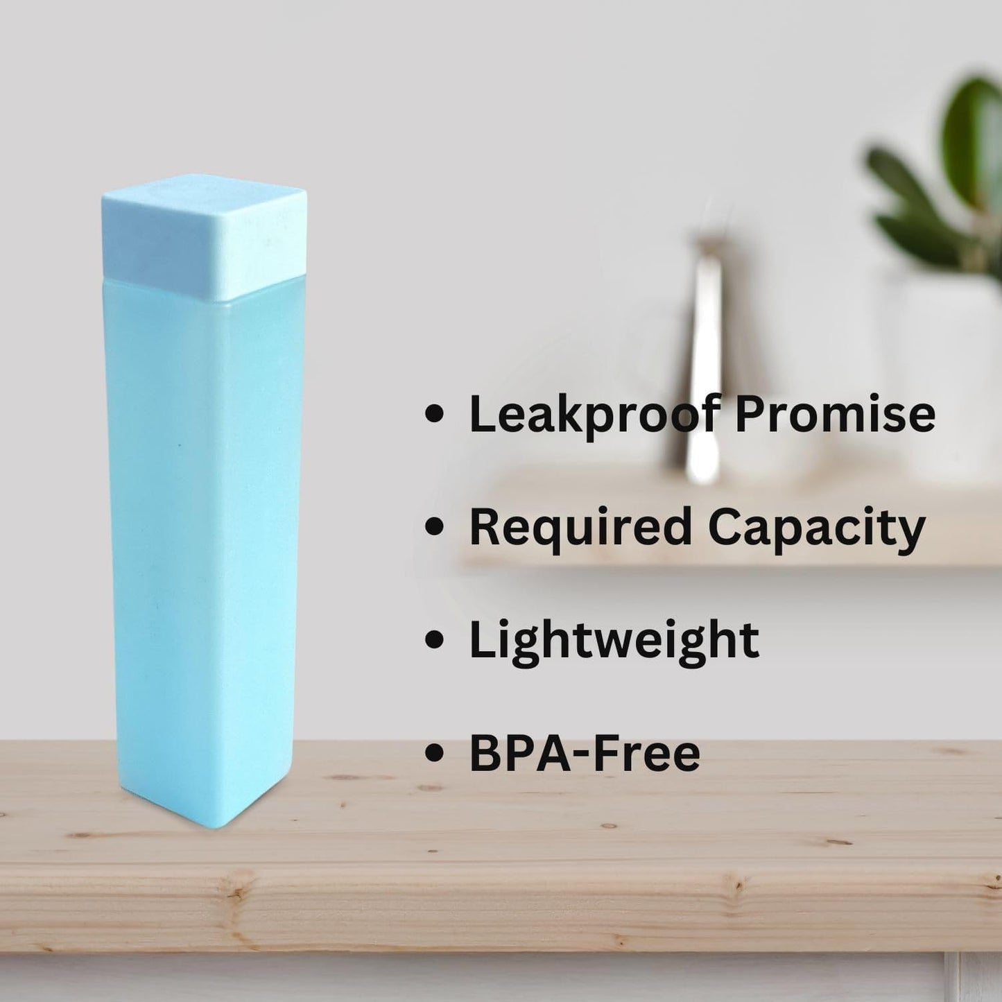 1L Slim Square Water Bottle | BPA-Free Leak-Proof Fridge Bottle for Home, Office & Travel