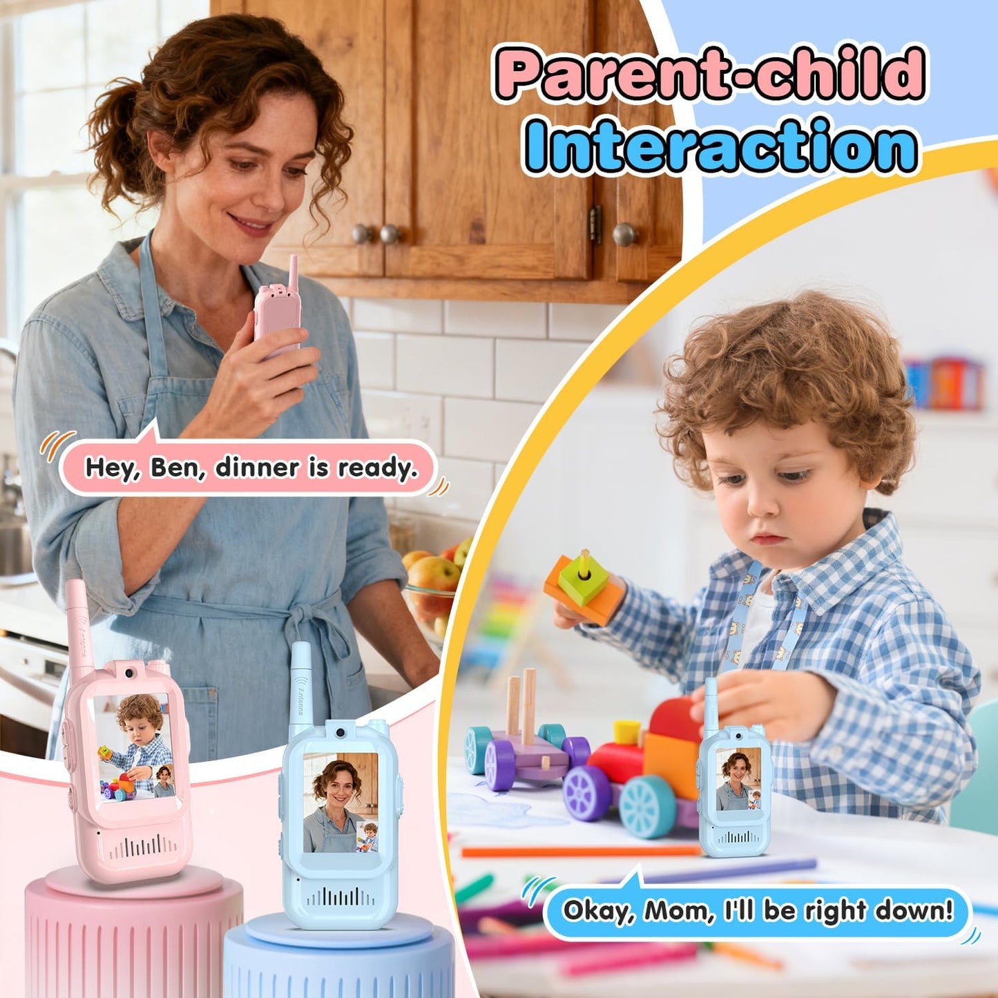 Video Walkie Talkies for Kids 2 Pack with HD Camera and Voice Changer | Facetime Style Two Way Radio for Boys and Girls Indoor Outdoor Play
