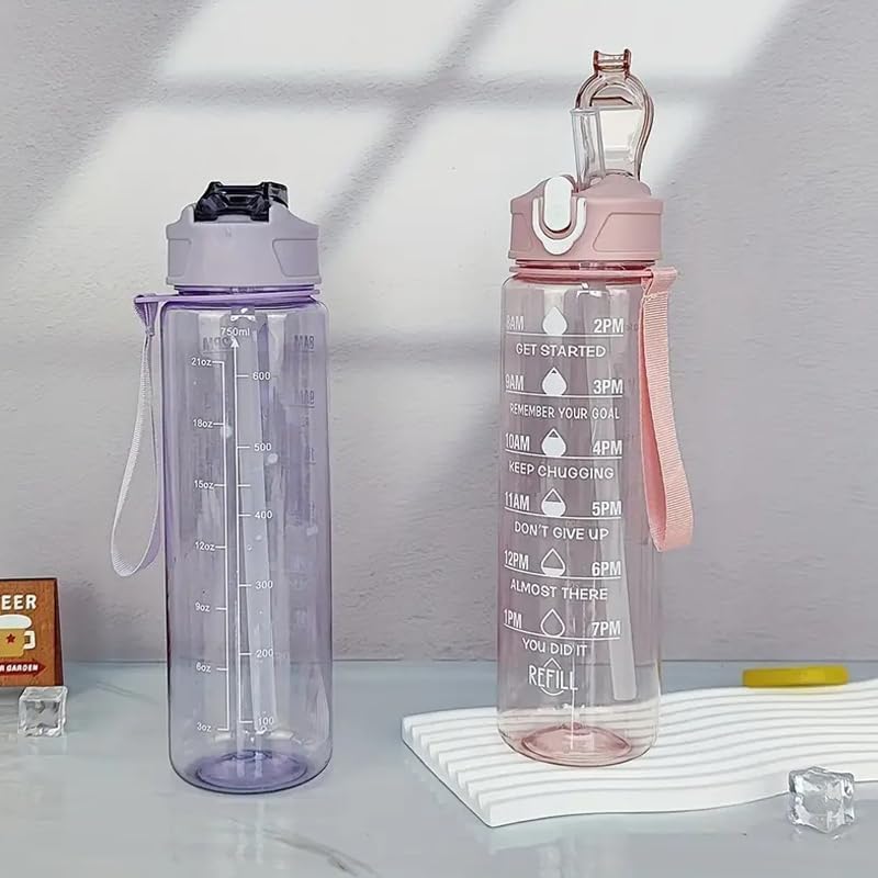1L Water Bottle with Time Markings BPA Free Motivational Sports Water Bottle for Gym Fitness Outdoor Use