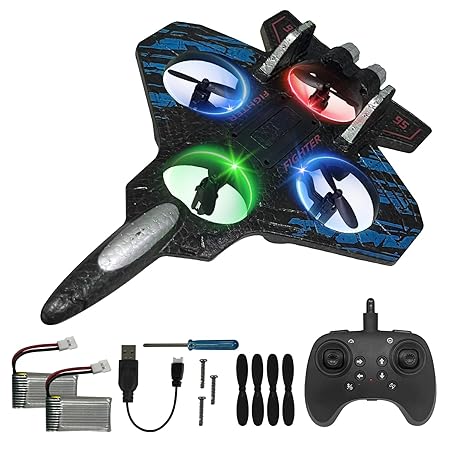Foam RC Airplane Drone for Kids – 2.4GHz Remote Control Plane with LED Lights for Beginners
