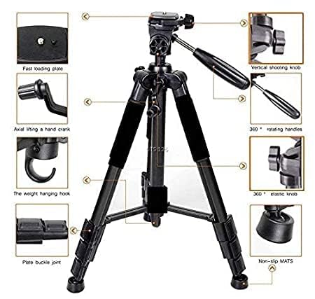 Tripod 3388 Lightweight Camera Stand Adjustable Shooting Tripod Kit Supports Up to 3kg for Mobile and Camera