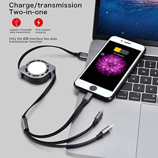 3 in 1 Retractable USB Charging Cable 3.0A Fast Charge Multi USB Cable for Type C Micro USB Android Mobile Phones