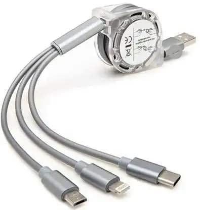 3 in 1 Retractable USB Charging Cable 3.0A Fast Charge Multi USB Cable for Type C Micro USB Android Mobile Phones