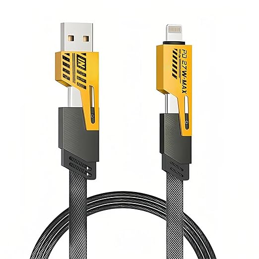 4-in-1 Ultra Fast Charging Cable – Multi USB Cable with Thunderbolt, Type-C, Lightning & USB-A for Phones & Laptops