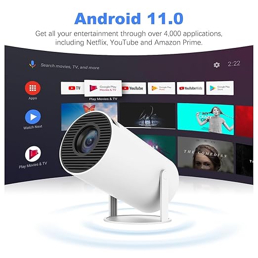 Smart Portable Projector – Mini Home Theater for Indoor & Outdoor Movies, Wireless Streaming & HD Display