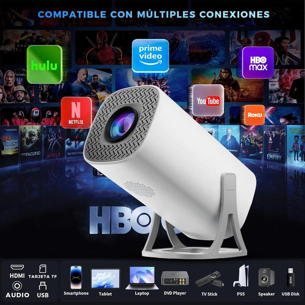 4K Ultra FHD Portable Projector Smart Wireless Home Theater Projector for Movies Gaming and Presentations