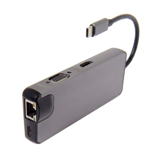 8-in-1 USB-C Hub Adapter with HDMI, VGA, RJ45 Ethernet, 100W PD, USB 3.0 & SD/TF Card Reader | Type-C Docking Station for MacBook & Laptops