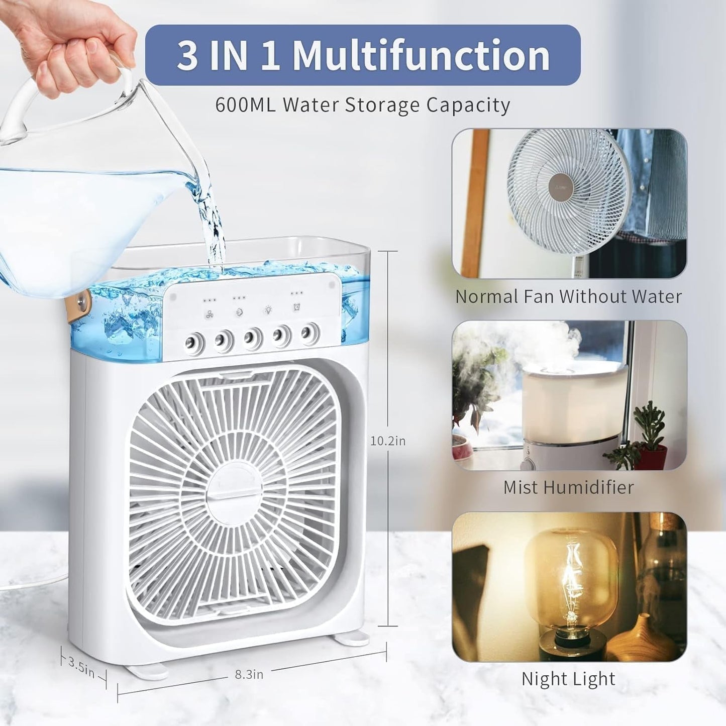 Mini AC Cooler Portable Personal Air Cooler Compact USB Cooling Fan for Desk and Bedroom