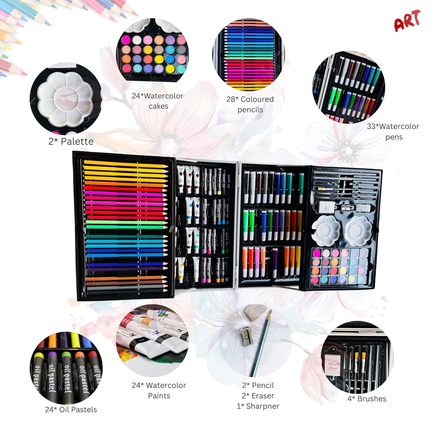 Colouring Kit Suitcase for Kids – 45-Piece Art & Drawing Set with Colour Pencils