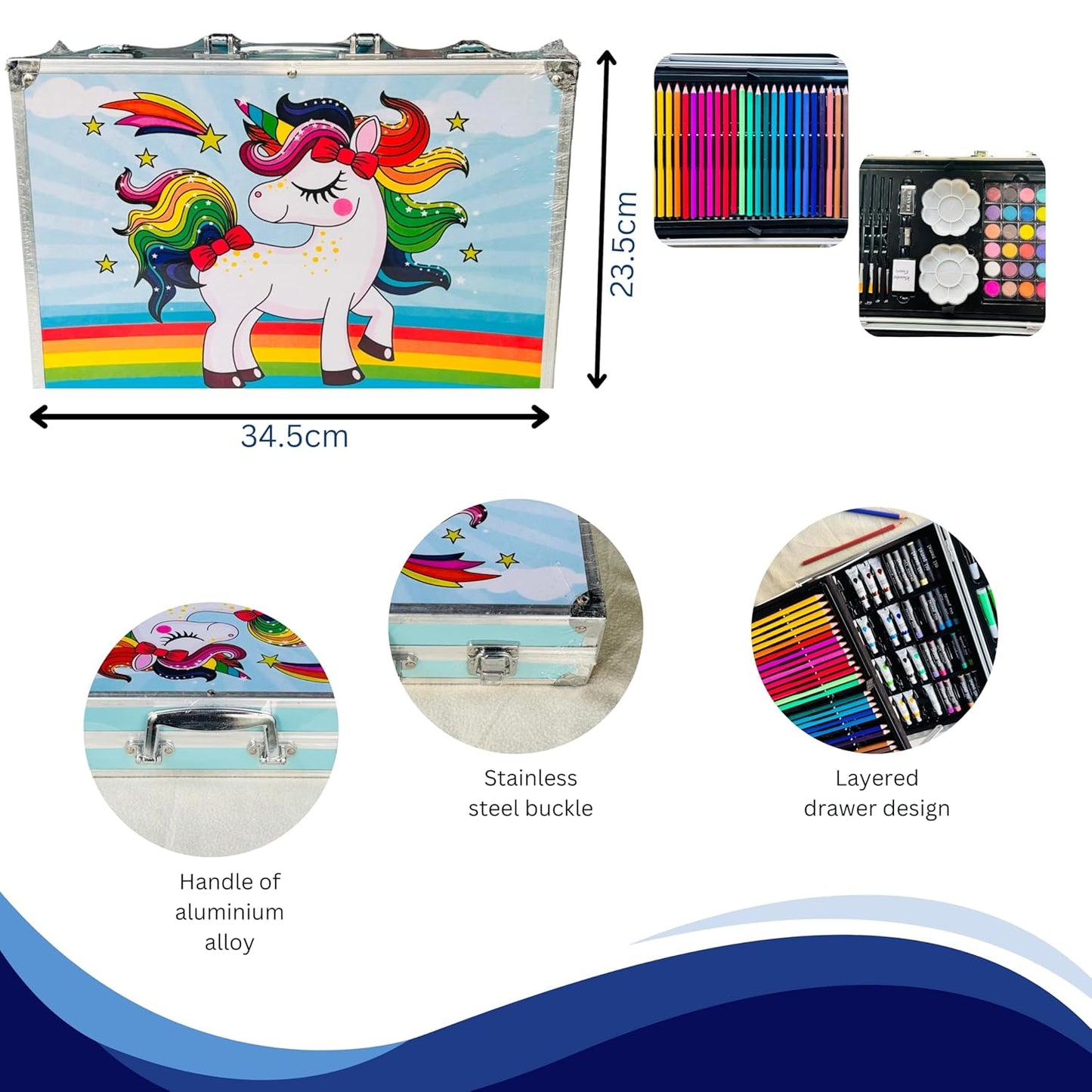 Colouring Kit Suitcase for Kids – 45-Piece Art & Drawing Set with Colour Pencils