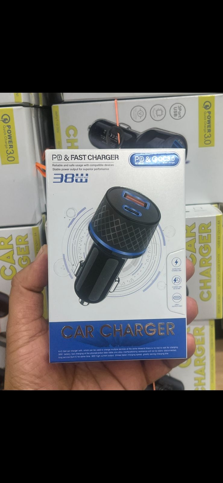 38W Dual Port USB-C Car Charger | PD 3.0 & QC 3.0 Fast Charging Car Adapter with USB-C & USB-A for iPhone, Android & Tablets