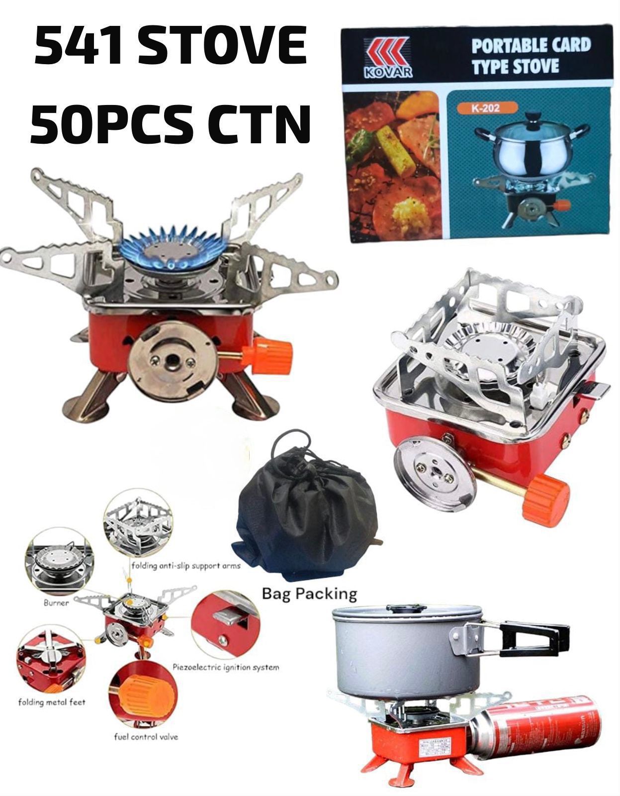 Portable Camping Stove Burner Butane Gas Stove Folding Stainless Steel Mini Gas Stove for Camping Hiking Picnic