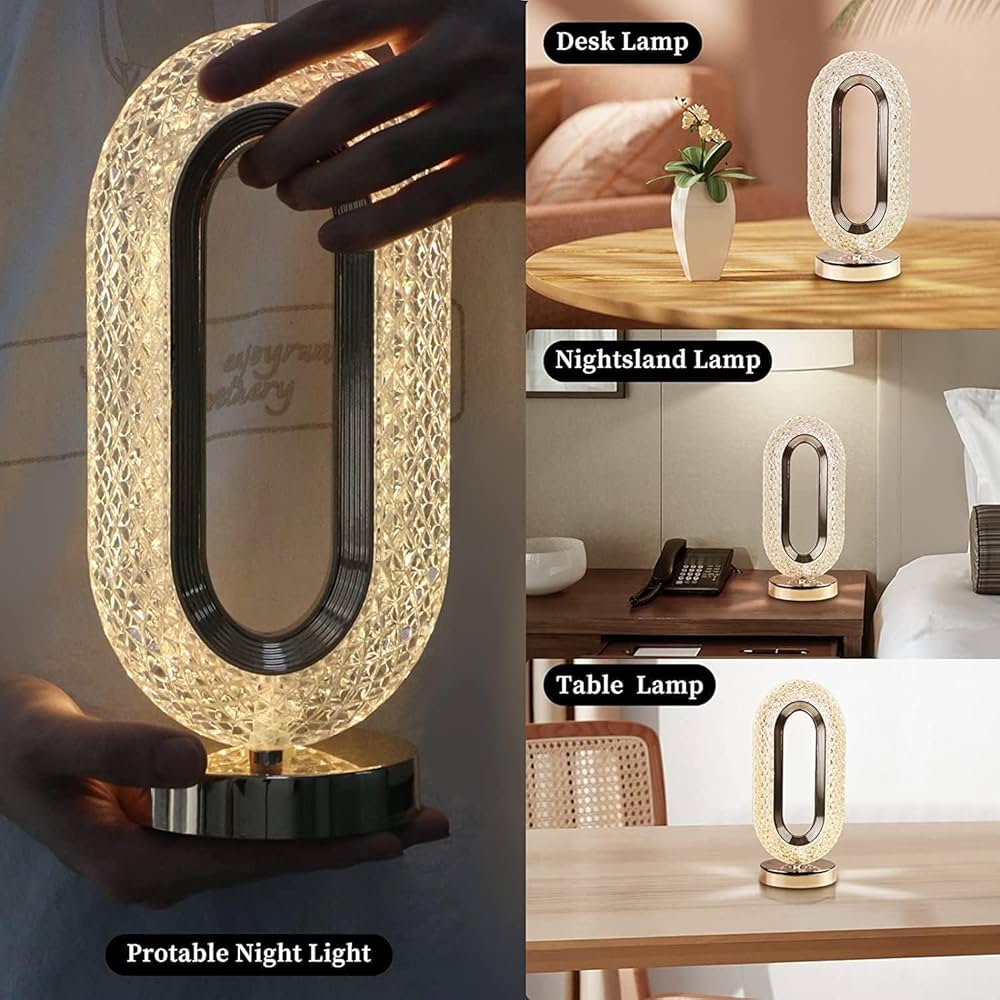 Ovate Crystal Night Lamp for Baby Room | Elegant Home Decor LED Crystal Light