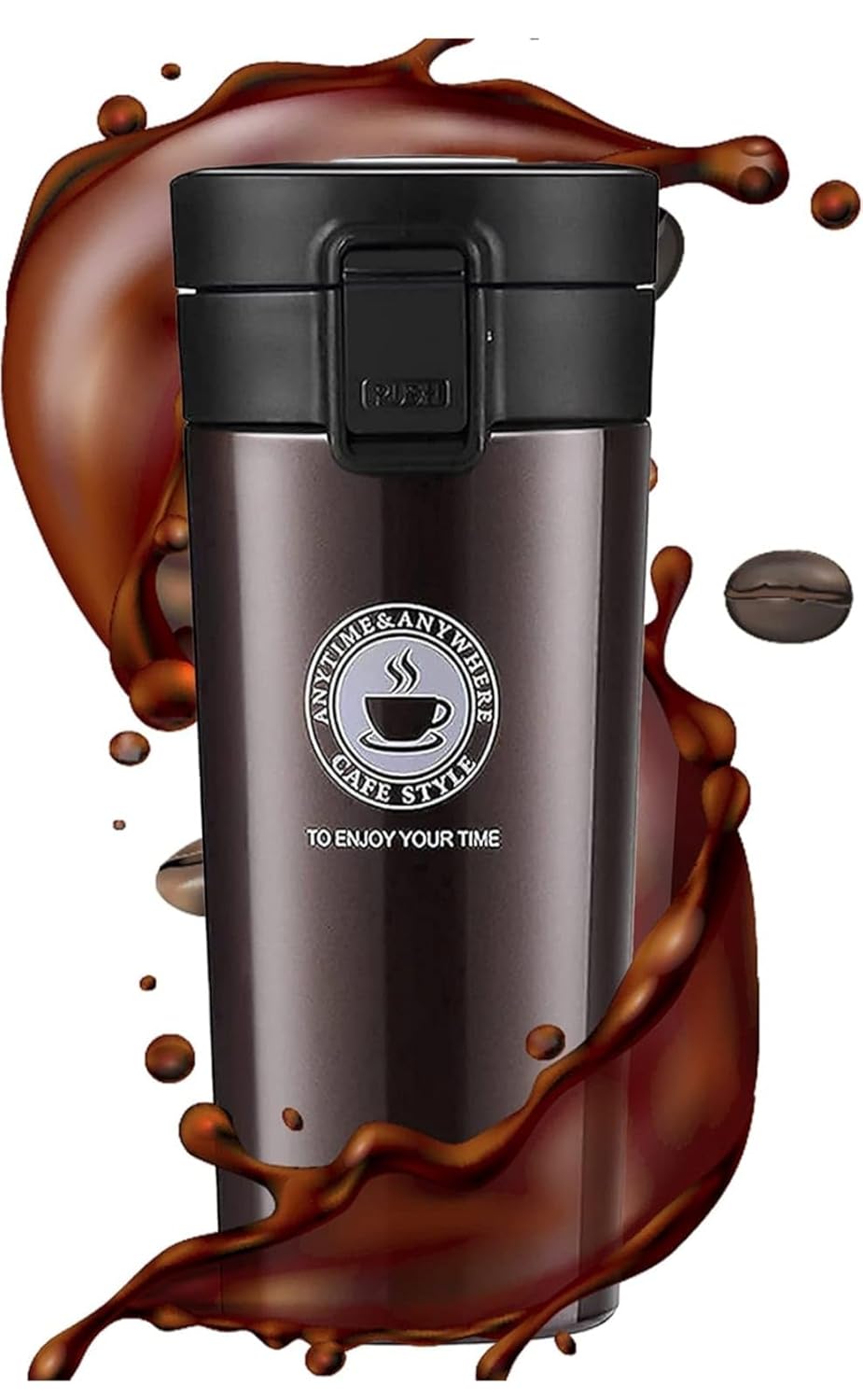 Insulated Stainless Steel Thermal Cup Leakproof Reusable Travel Mug for Hot and Cold Drinks Non Slip Grip