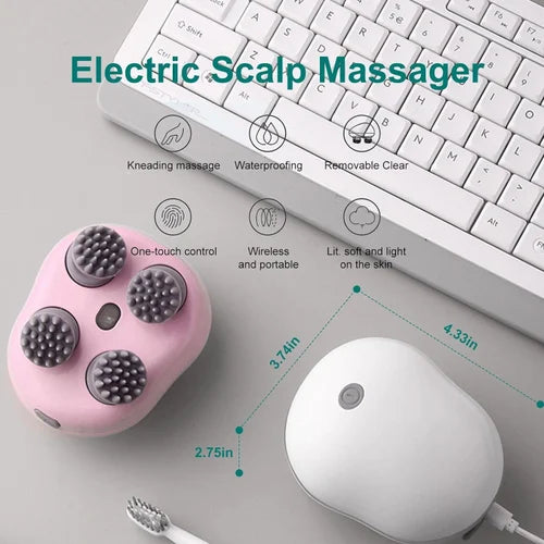 MCP Electric Scalp Massager – USB Rechargeable Head Massager for Hair Growth, Stress Relief & Full Body Relaxation (Waterproof & Portable)