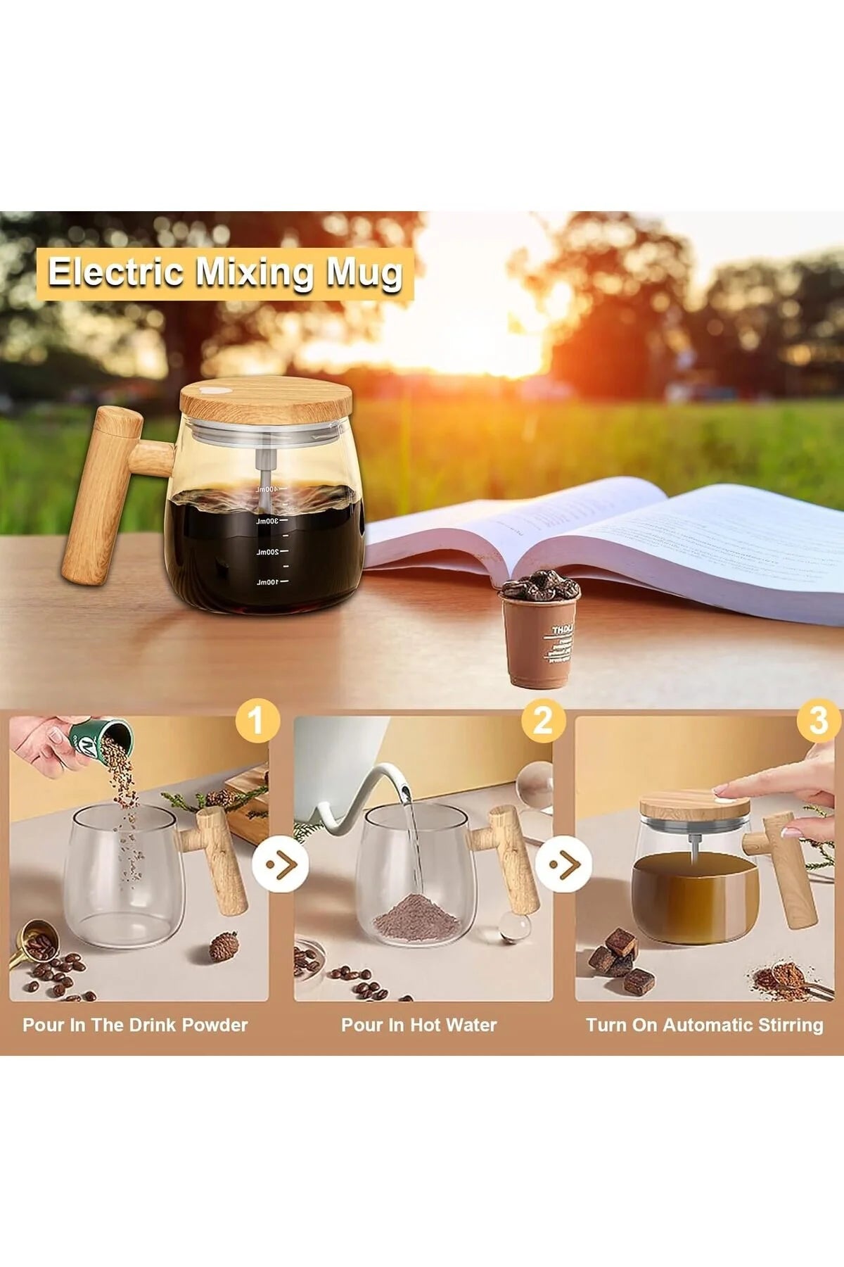 Electric Self Stirring Coffee Mug Automatic Mixing Smart Travel Cup for Coffee Tea Milk and Protein Shakes