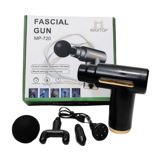 MXTOP Facial Massage Gun MP-720 Black | 6 Speed Levels Variable Frequency Vibration | Portable Face & Muscle Massager for Relaxation & Post-Workout Recovery
