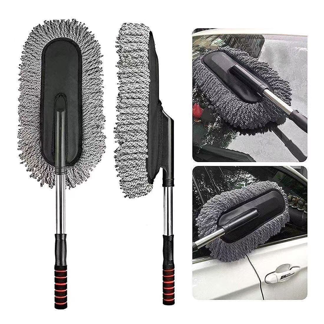 AllExtreme Microfiber Car Duster Brush Extendable Handle Scratch Free Wet and Dry Cleaning Brush for Car and Home