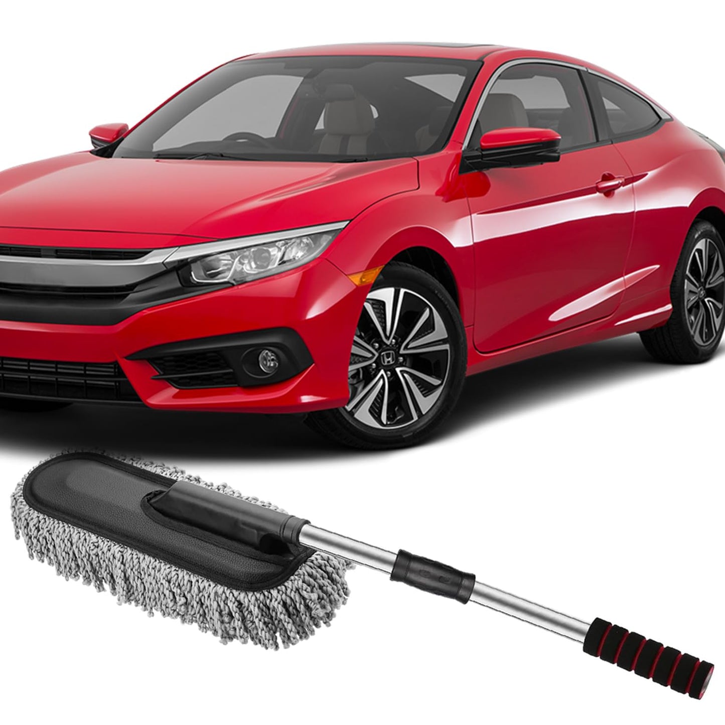AllExtreme Microfiber Car Duster Brush Extendable Handle Scratch Free Wet and Dry Cleaning Brush for Car and Home