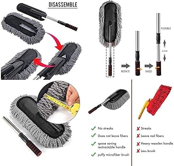 AllExtreme Microfiber Car Duster Brush Extendable Handle Scratch Free Wet and Dry Cleaning Brush for Car and Home