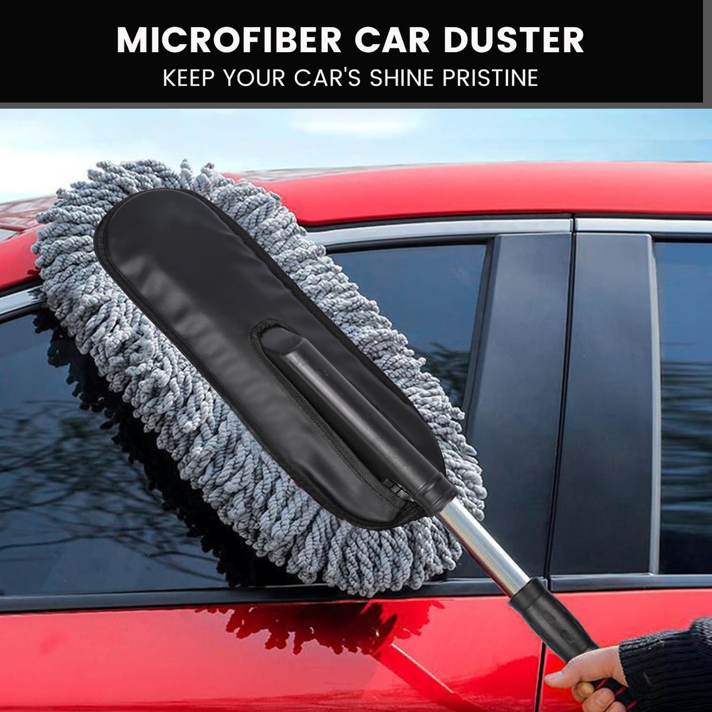 AllExtreme Microfiber Car Duster Brush Extendable Handle Scratch Free Wet and Dry Cleaning Brush for Car and Home