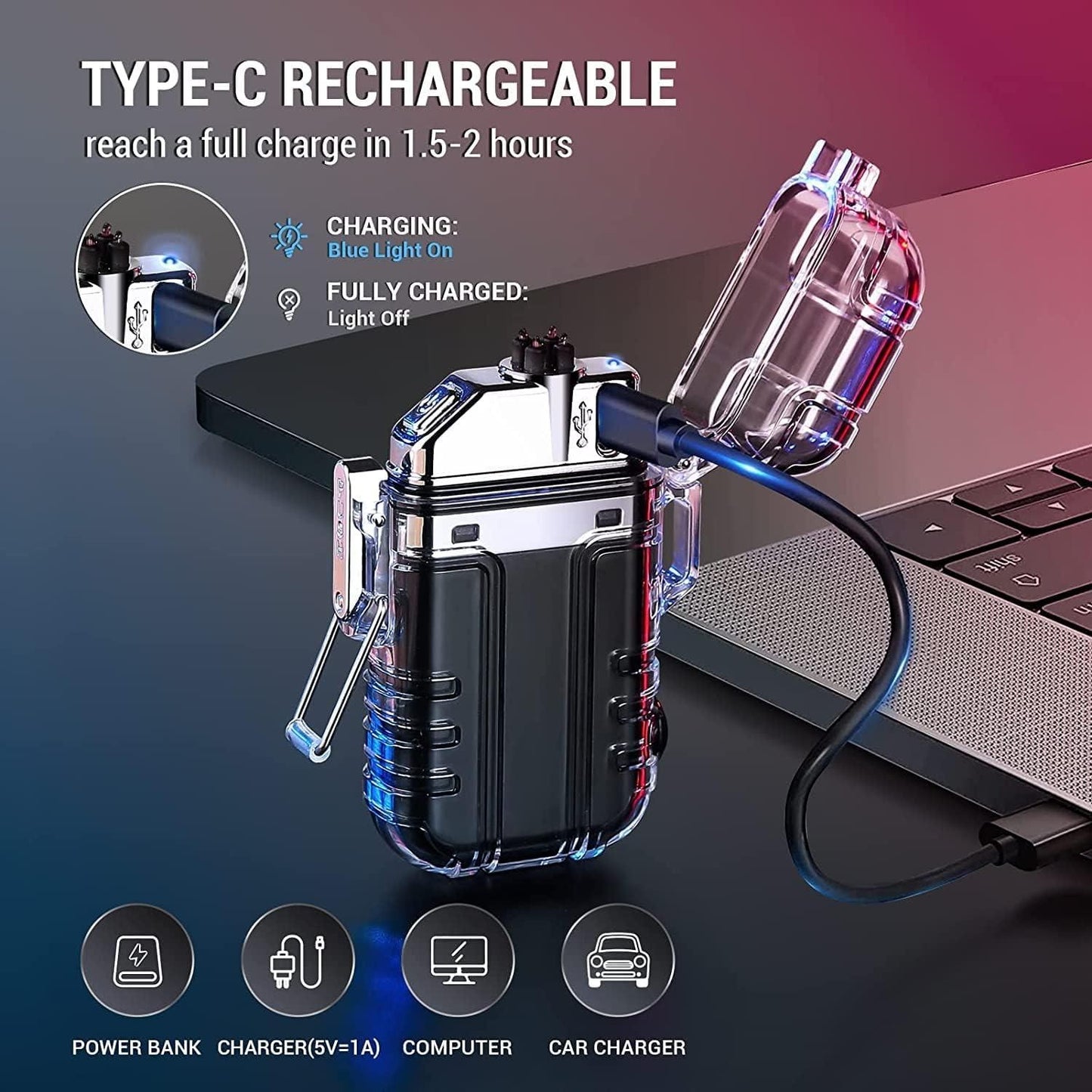 Flashlight Lighter – USB Rechargeable Waterproof Arc Lighter