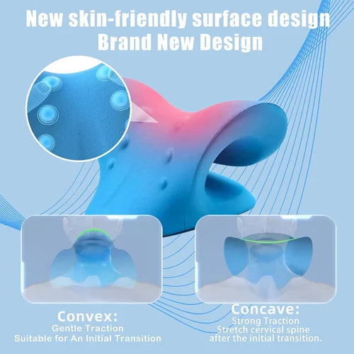 C-Shaped Neck Traction Device Memory Foam – Cervical Neck & Shoulder Relaxer Pillow for Pain Relief, Posture Correction and Muscle Tension Release