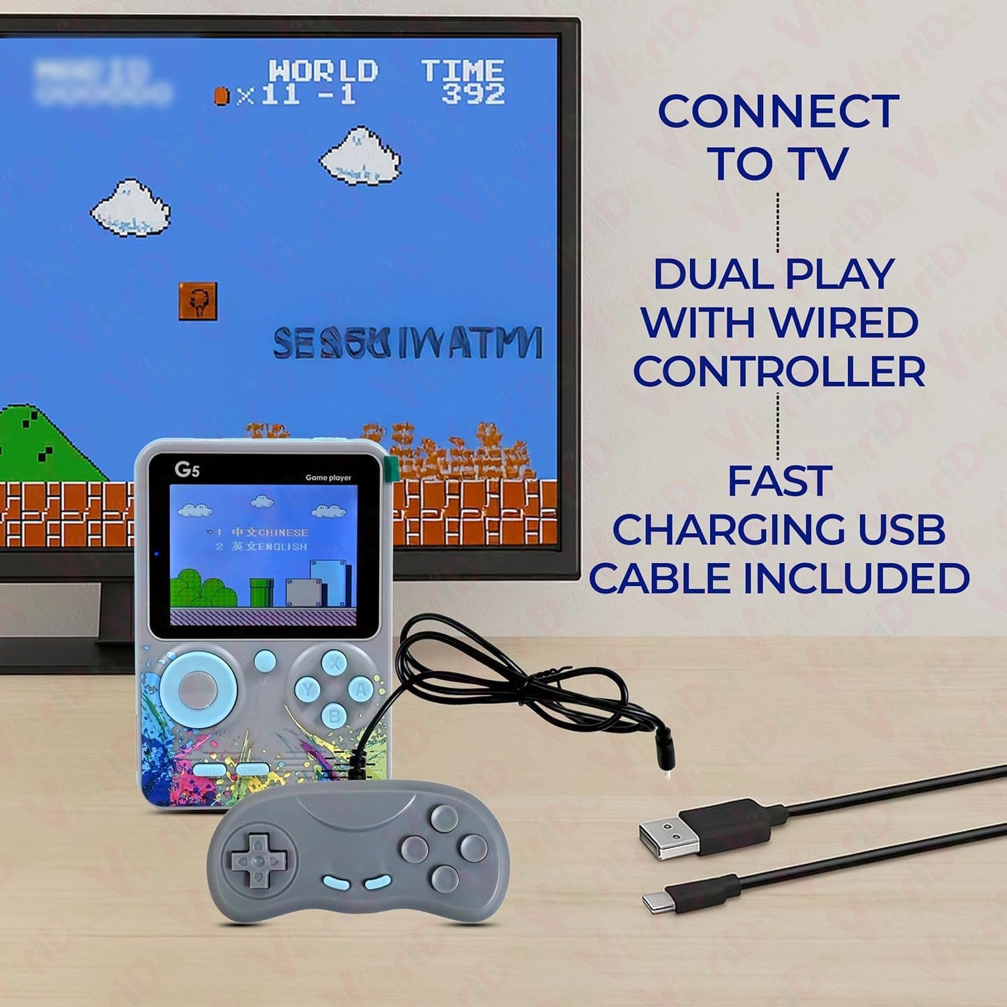 Retro Handheld Game Console with Controller 2 Player TV Compatible Game Box for Kids Portable Classic Gaming Console Multicolor