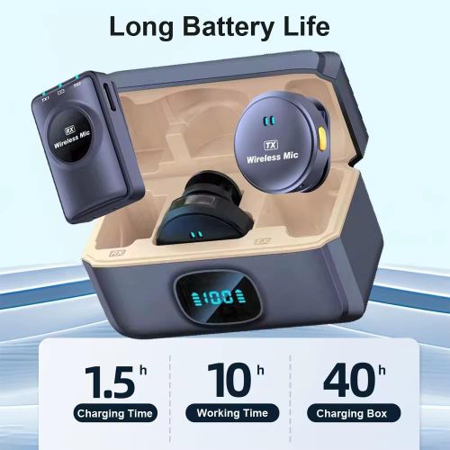 Q8 Wireless Lavalier Microphone – Dual Mic with Charging Case & Noise Reduction