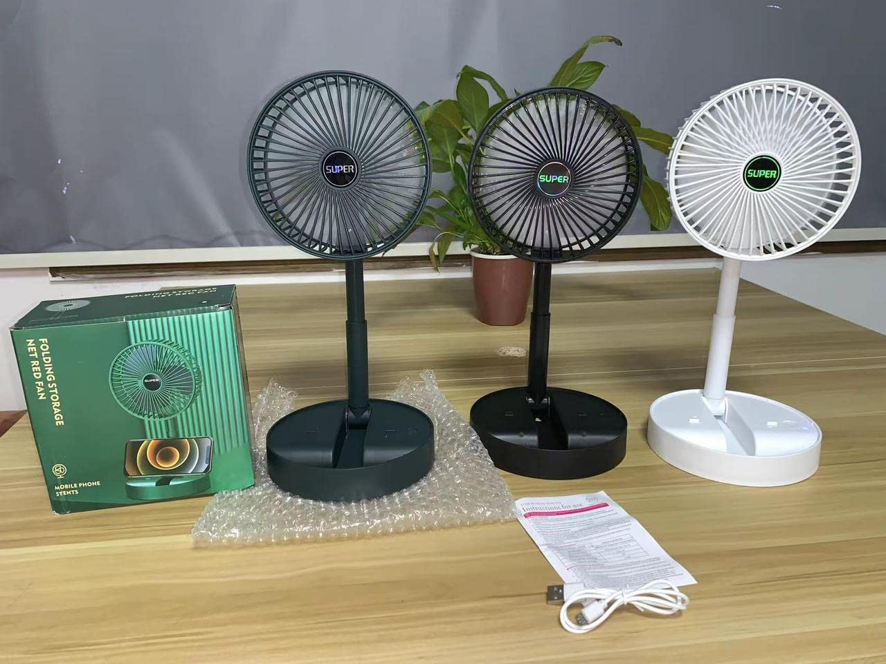 Rechargeable Foldable Table Fan Portable Mini Electric Cooling Fan Compact Folding Desk Fan for Home Travel Outdoor