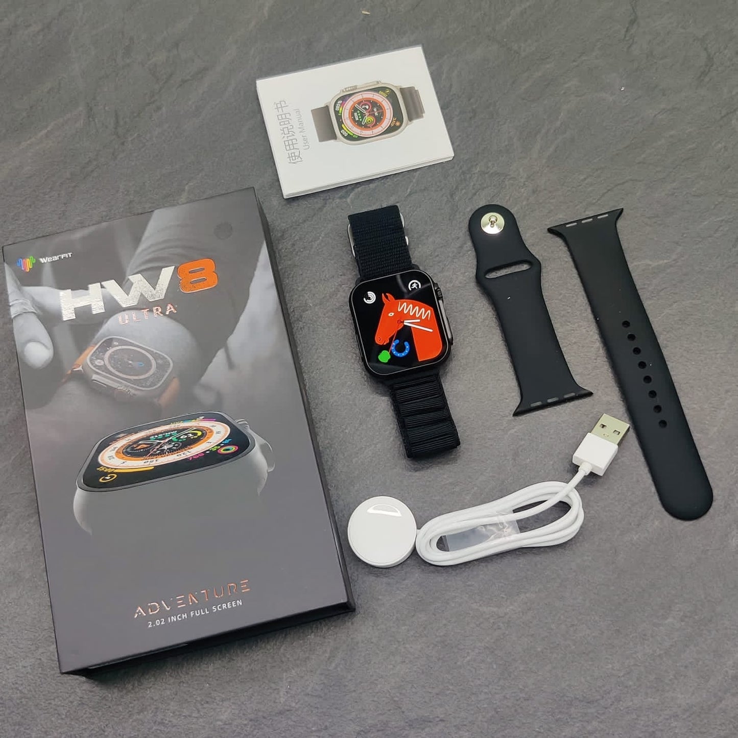 HW8 Ultra Smartwatch with Bluetooth Calling | 2.02” Display, NFC, Wireless Charging (2 Straps)