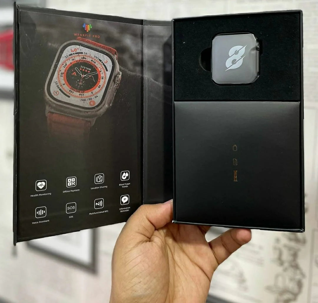 HW8 Ultra Smartwatch with Bluetooth Calling | 2.02” Display, NFC, Wireless Charging (2 Straps)