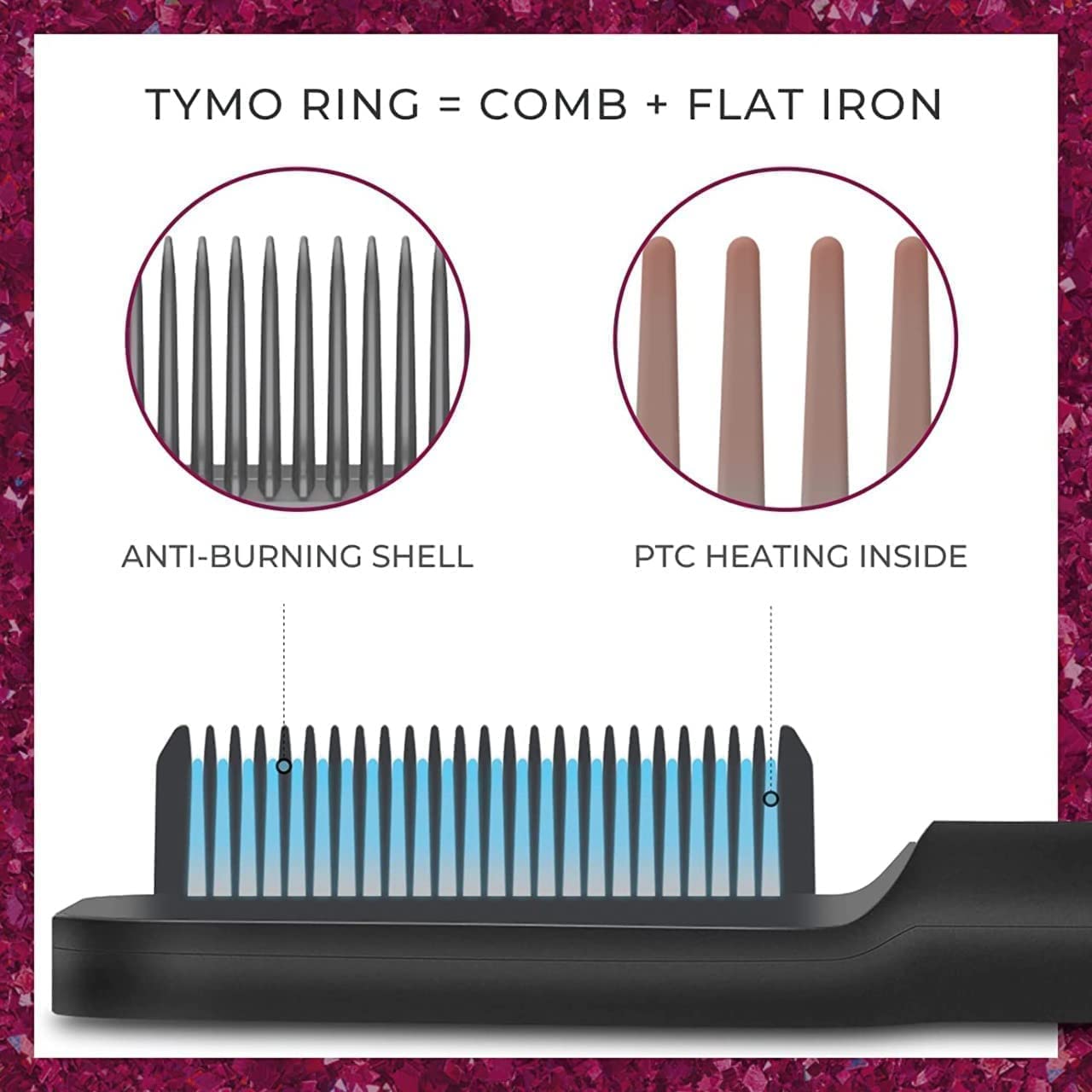 Hair Straightener Brush Comb Electric PTC Heating Fast Hair Straightening Brush for Women and Men Multicolor