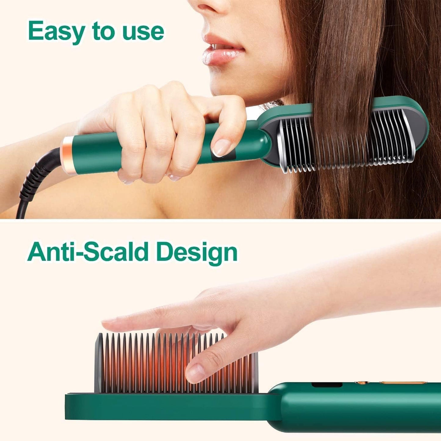 Hair Straightener Brush Comb Electric PTC Heating Fast Hair Straightening Brush for Women and Men Multicolor