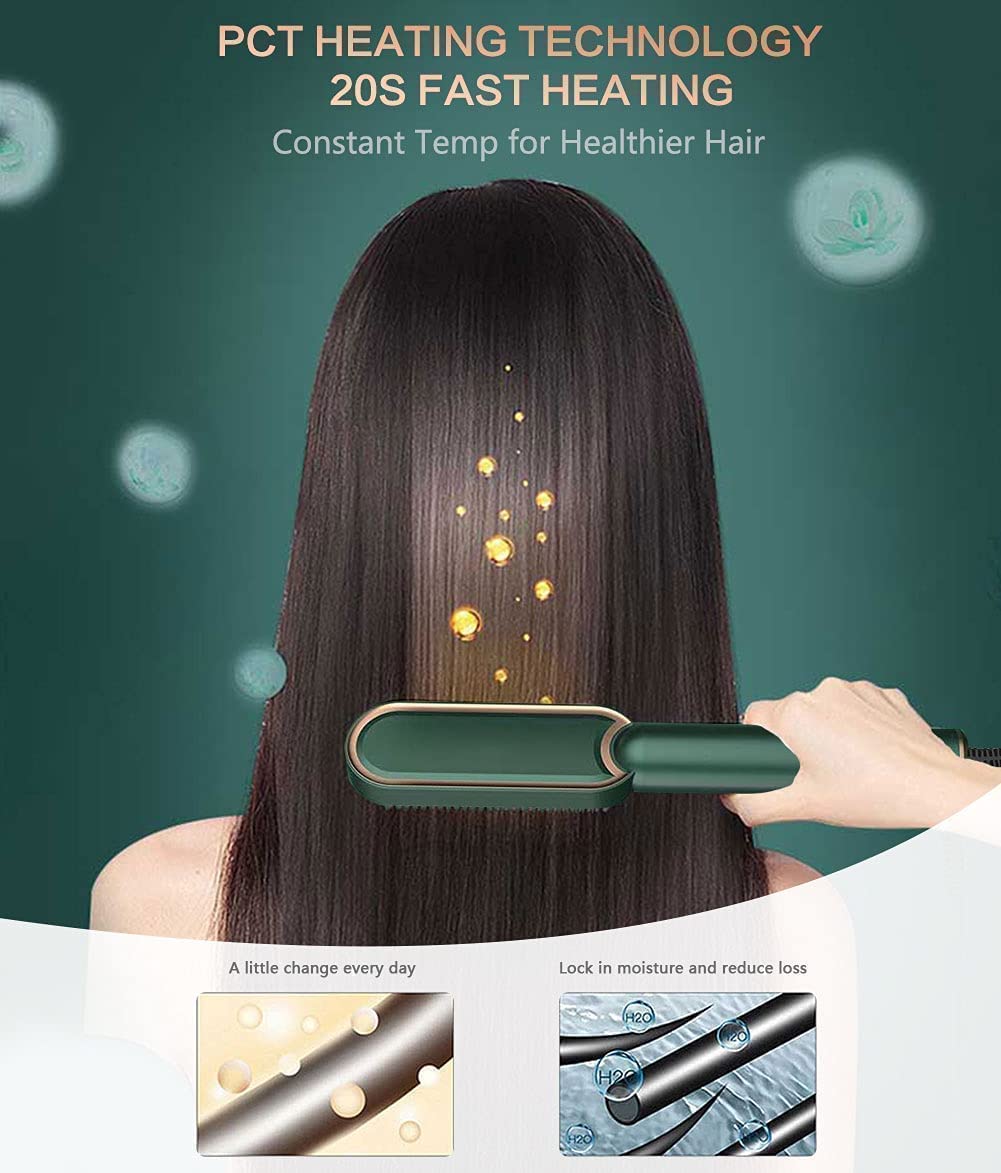 Hair Straightener Brush Comb Electric PTC Heating Fast Hair Straightening Brush for Women and Men Multicolor
