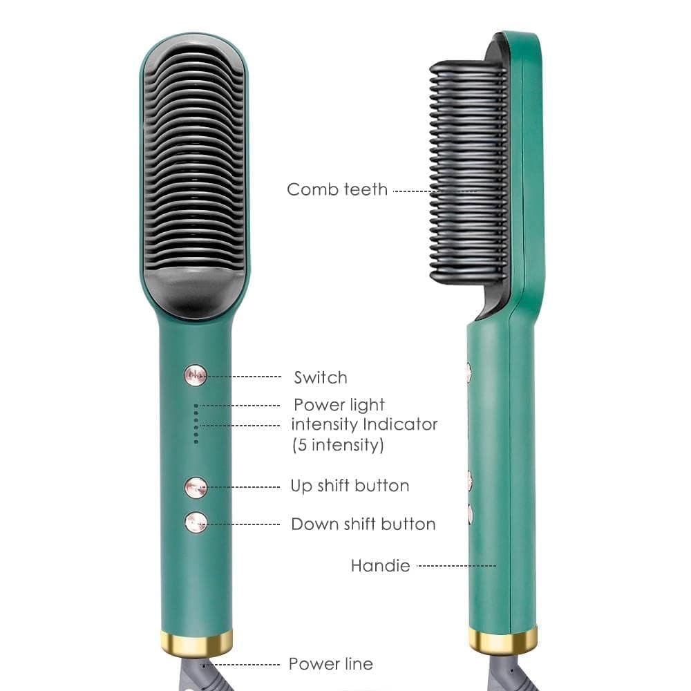 Hair Straightener Brush Comb Electric PTC Heating Fast Hair Straightening Brush for Women and Men Multicolor