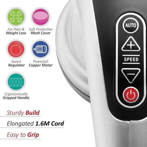 Hesley Full Body Electric Massager – Automatic Corded Handheld Massager with Infrared Heating & 4 Heads (White)