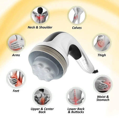 Hesley Full Body Electric Massager – Automatic Corded Handheld Massager with Infrared Heating & 4 Heads (White)
