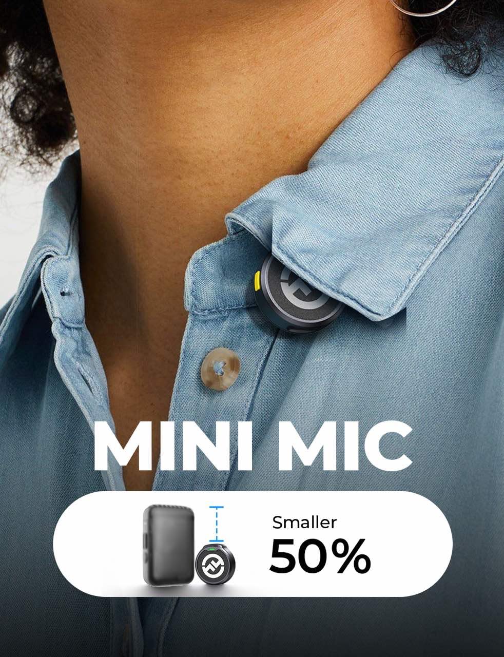 Hollyland Lark M2 Wireless Microphone USB C Mini Mic for iPhone Android with Noise Cancelling and Charging Case