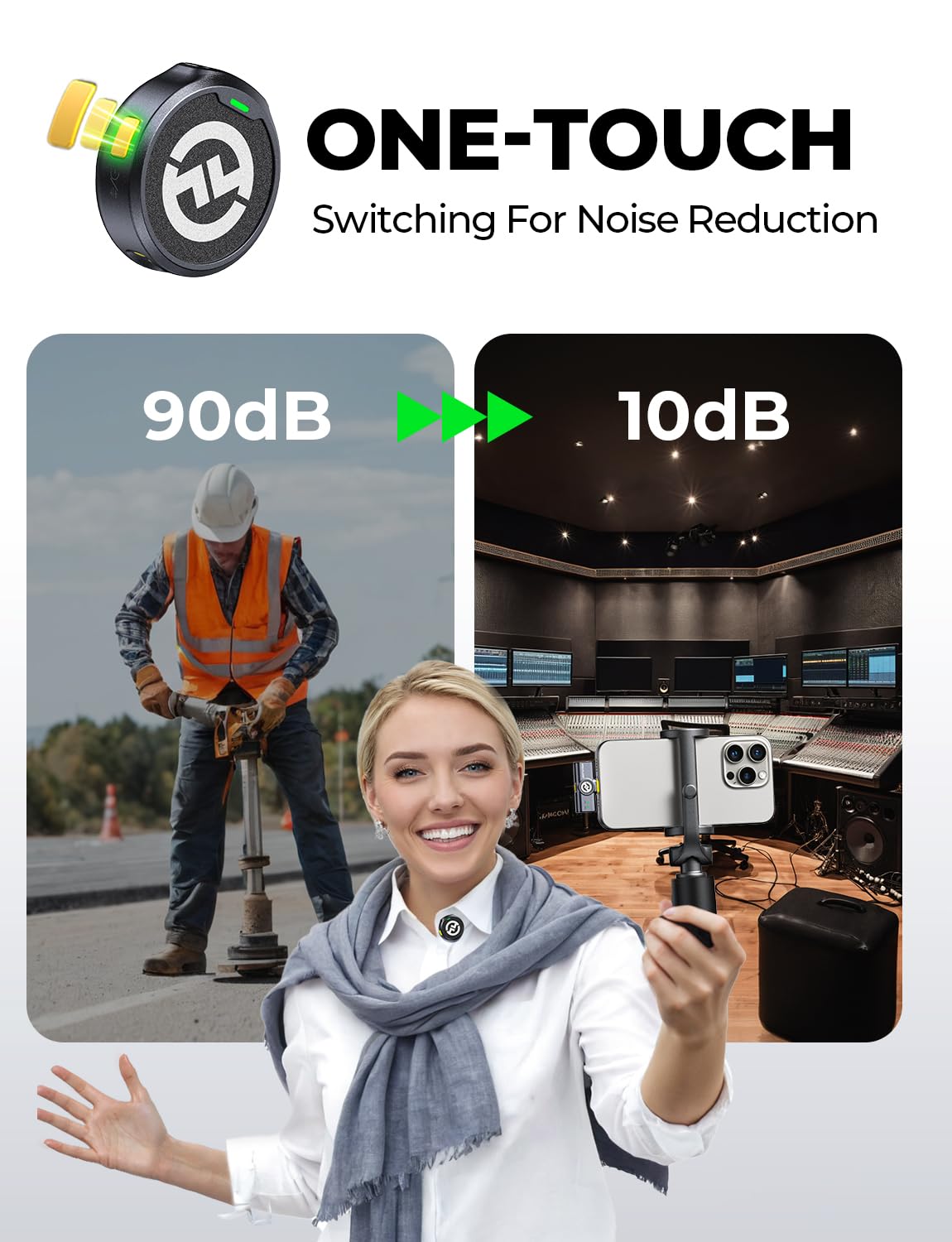 Hollyland Lark M2 Wireless Microphone USB C Mini Mic for iPhone Android with Noise Cancelling and Charging Case